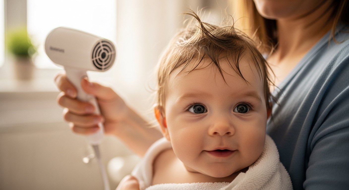 pode secar o cabelo de bebe com secador